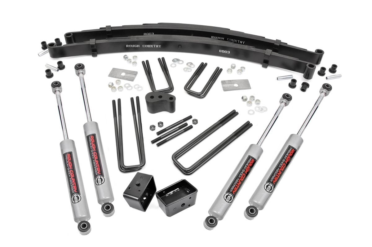 Dodge W300 Pickup Suspension Lift Kit - Rough Country - 4 Inch Lift Kit with Rear Blocks - 1974